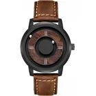 Часы EUTOUR мужские с деревянным циферблатом, многофункциональные Модные кварцевые с магнитным металлическим шаром