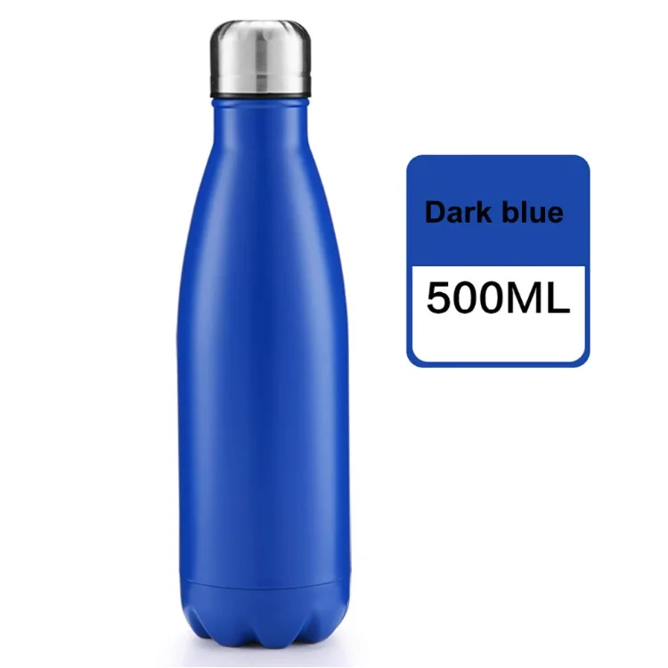 Dark Blue Вакуумная бутылка 17 унций в форме колы, бутылка с двойными стенками из нержавеющей стали, бутылка для воды, спортивные напитки, холодная и горячая - Цвет: Dark Blue
