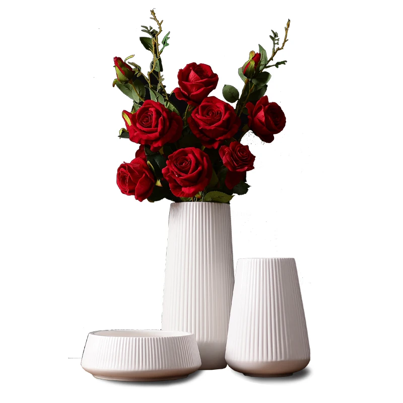 Ваза белая синяя керамическая ваза простые современные сушеные цветы вазы