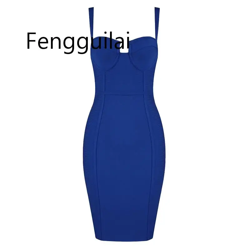 

Plus Size XL XXL Women Summer Sexy Strap Blue Hot Pink Bandage Dress 2019 Designer Fashion Party Dress Vestido
