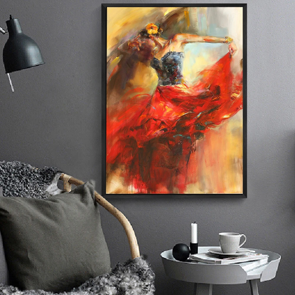 

Abstract Dancing Ballerina Girl Oil Painting on Canvas Scandinavian Posters and Prints Wall Art Picture for Living Room Cuadros