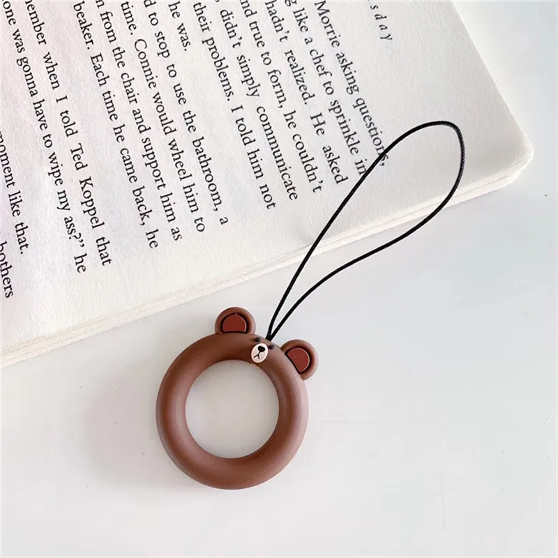 cute cartoon silicone lanyard for keys phones strap for iphone 7 plus 8 6 keycord lanyards finger rings mobile phone accessories free global shipping
