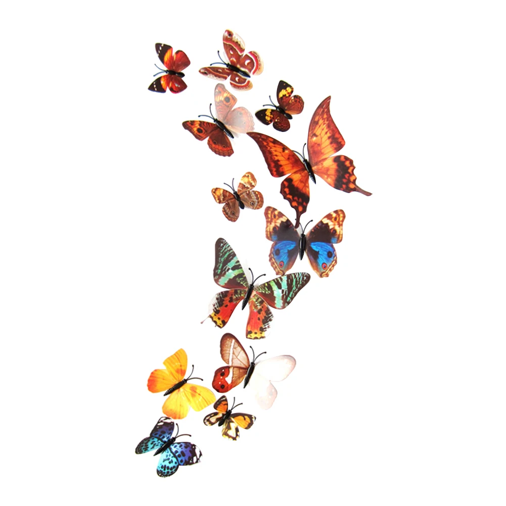 

12pcs/ Set 3D Three-Dimensional Pvc Simulation Butterfly Home Decoration Wall Stickers Refrigerator Stickers