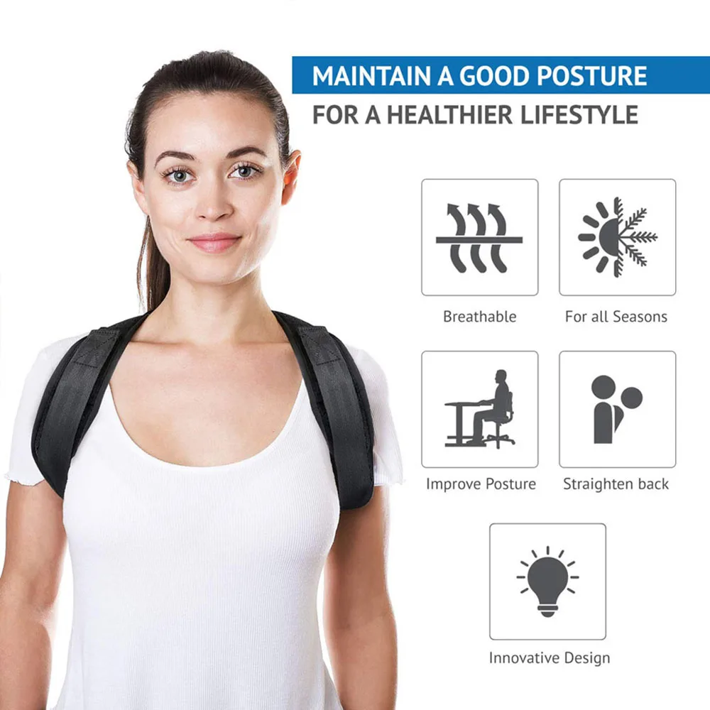 

Unisex Posture Corrector Spine Back Shoulder Lumbar Brace Adjustable Back Clavicle Posture Correction Support Belt for Men Women
