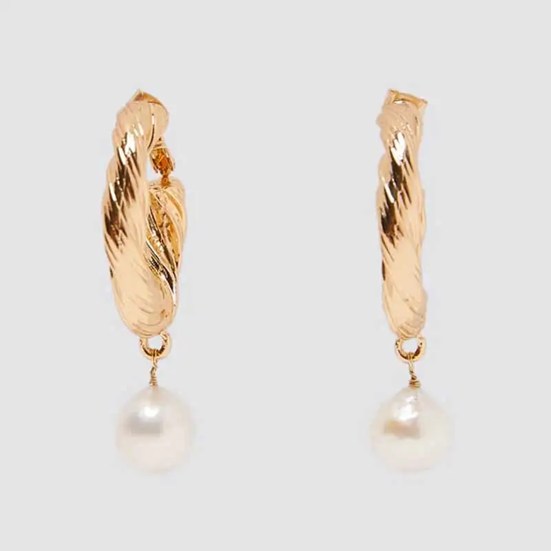 Gold Color 9 Girlgo Винтаж искусственный жемчуг круглый ZA Висячие серьги для женщин модные металлические Макси золотой цвет кулон серьги Свадебные ювелирные изделия оптом - Окраска металла: Gold Color 9