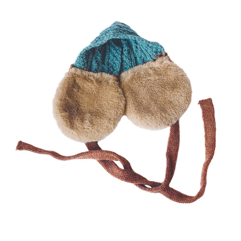 

Korean version of autumn and winter children's color matching knitted earmuffs