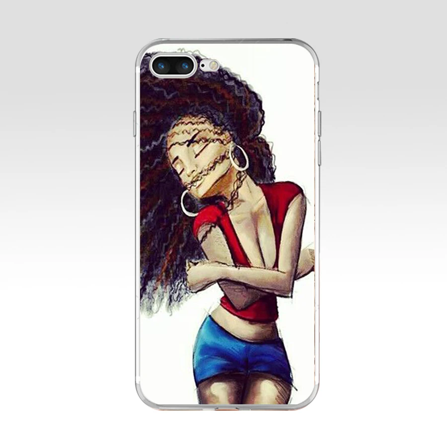 04aa afro gift soft silicone tpu cover phone case for iphone 6 6s 7 8 plus case free global shipping