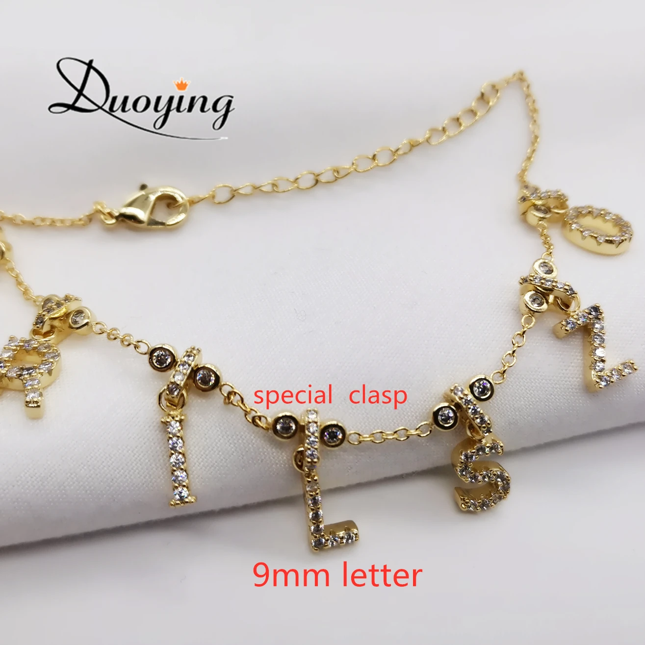 Duoying Custom 9 мм циркониевые буквы имя персонализированные T-образные пряжки