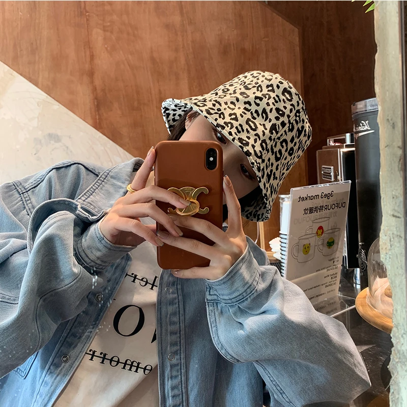 Женская шляпа K148 в полоску с леопардовым принтом женская панама 2021 летняя кепка