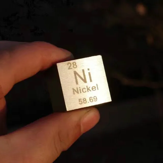 

Nickel metal in the periodic table- Cube Side length is one inch (25.4mm) and weight is about 145.7g 99.5%