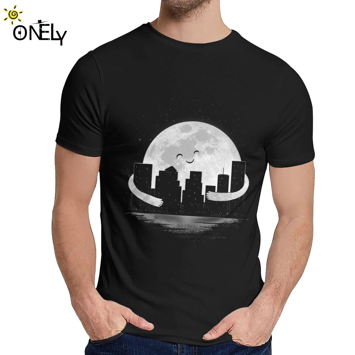 Летняя мужская футболка милая мягкая Приталенная с графическим принтом круглым