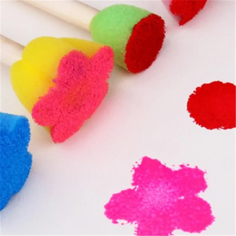 

5Pcs/Set Creative Sponge Brush Drawing Toys Baby Colorful Flower Pattern Sponge Seal Children Art DIY Painting Tools