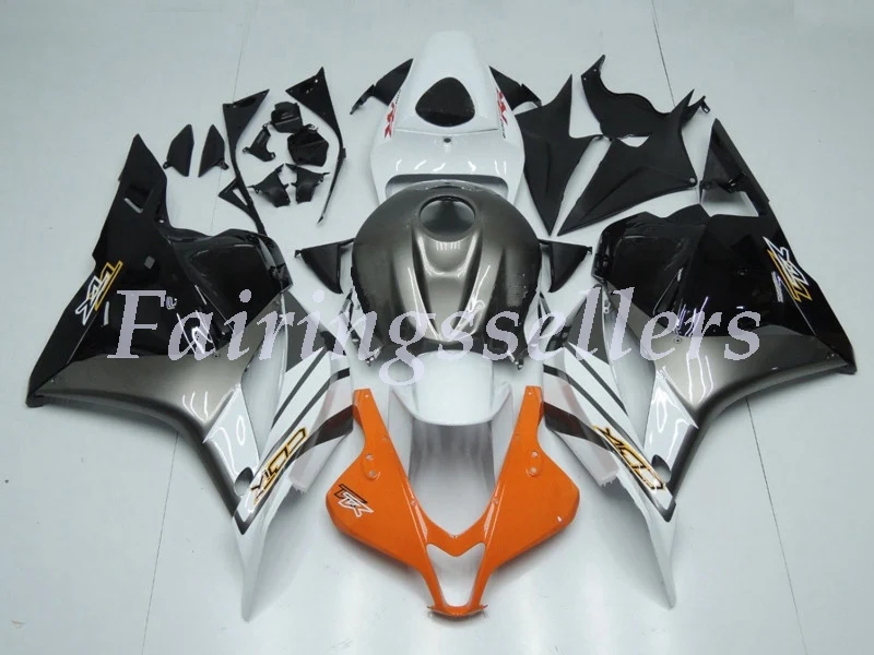 Black White Orange Топ впрыска ABS Полный комплект обтекателя подходит для Honda CBR600RR F5 2009 2010 2011 2012 Обтекатели блеск красный синий белый - Цвет: Black White Orange