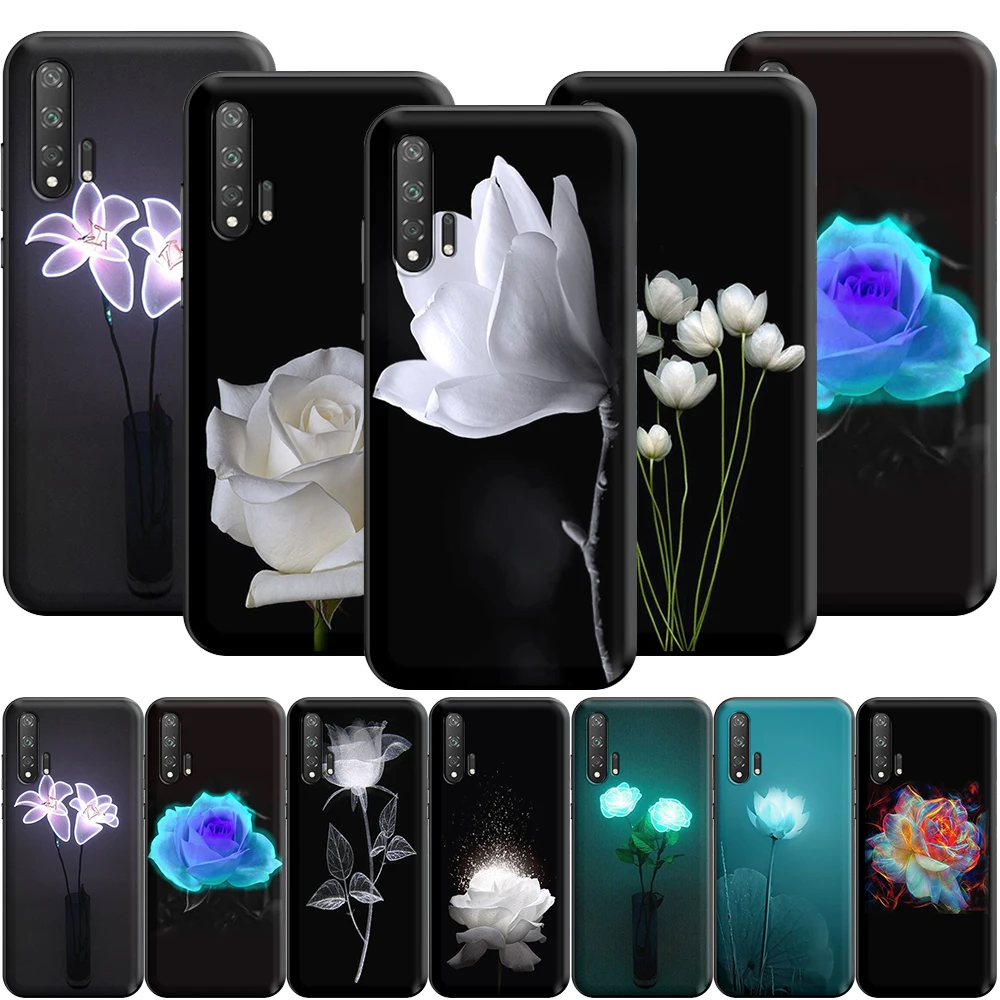 Светящаяся Роза красивый силиконовый чехол для Huawei Honor V30 30 8 8A 8X 8C 9 9X 10 Note View 20 20S Pro
