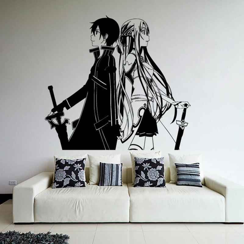 Мультфильм Аниме Манга САО Кирито меч асуны Наклейка на стену японский Рыцарь
