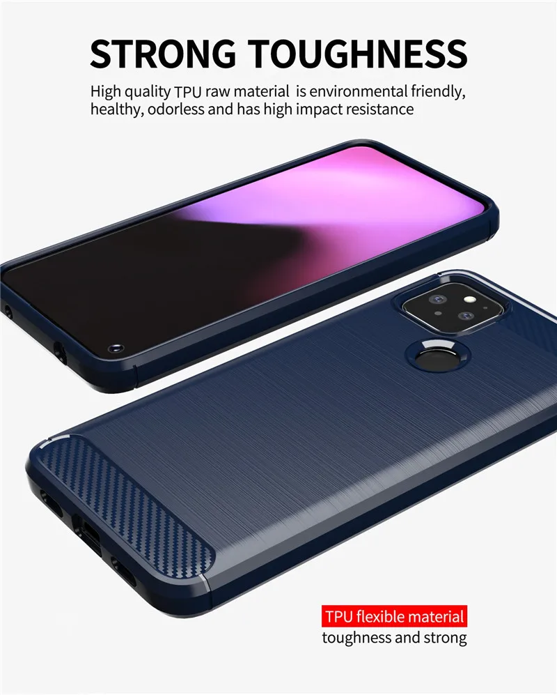 Углеродное волокно для Google Pixel 4a 5G чехол + закаленное стекло Мягкий защитный из