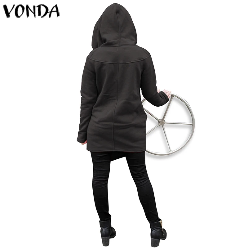 VONDA женские толстовки толстовки сезон осень-зима платье VONDA Женская Повседневная Верхняя одежда на молнии с длинным рукавом пальто S-5XL