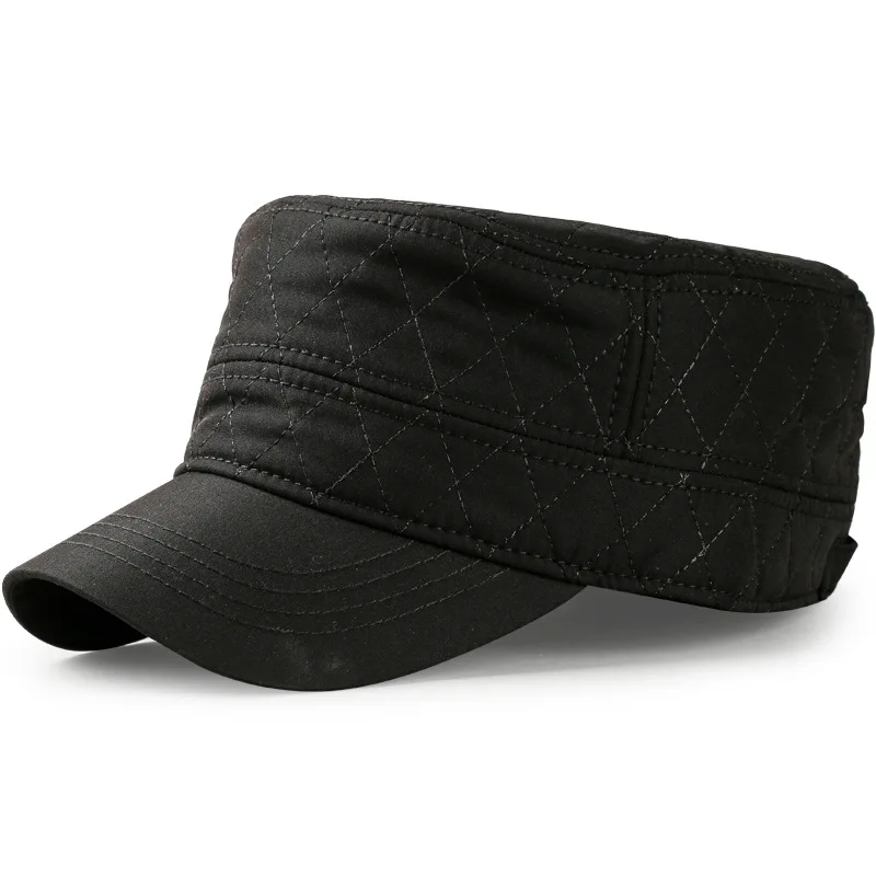 

Cotton Fleece Flat Top Hat Big Size Fitted Military Cap Army Green Full Closed Winter Men Hat Outdoor Casual Cap 56-59CM 59-63CM