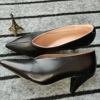 2021 women pumps genuine leather shoes plus size 22 26 5cm cow leather women pumps wedges shoes for women black shoes 2 colors