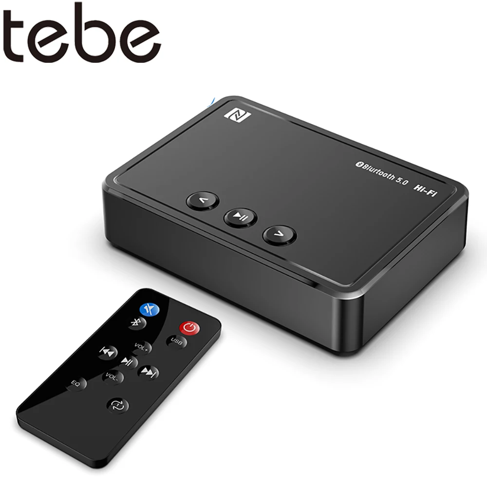 

tebe HIFI NFC Bluetooth Audio Adapter 3.5mm Aux RCA Wireless Stereo Music Receiver Support U Disk Play with Remote /APP Control