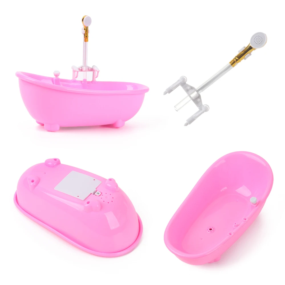 

1:6 Scale Miniatures Electric Bathtub Spraying Water Plastic Tub Mini Bathroom Kids Bathing Dollhouse Furniture Doll Accessories