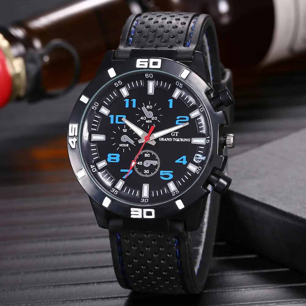 

Car Analog Quartz Watch Date Luminous Hands Military Mens Watches Waterproof Silicone Strap Wristwatch Watch For Men