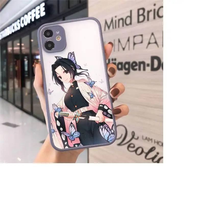 

Kochou Shinobu Demon Slayer anime Phone Case matte transparent For gray iPhone 7 8 x xs xr 11 12 pro plus max mini Funda Clear