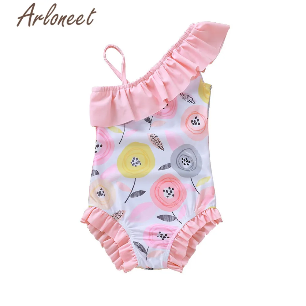 ARLONEET/купальный костюм с цветочным рисунком для маленьких девочек Цельный