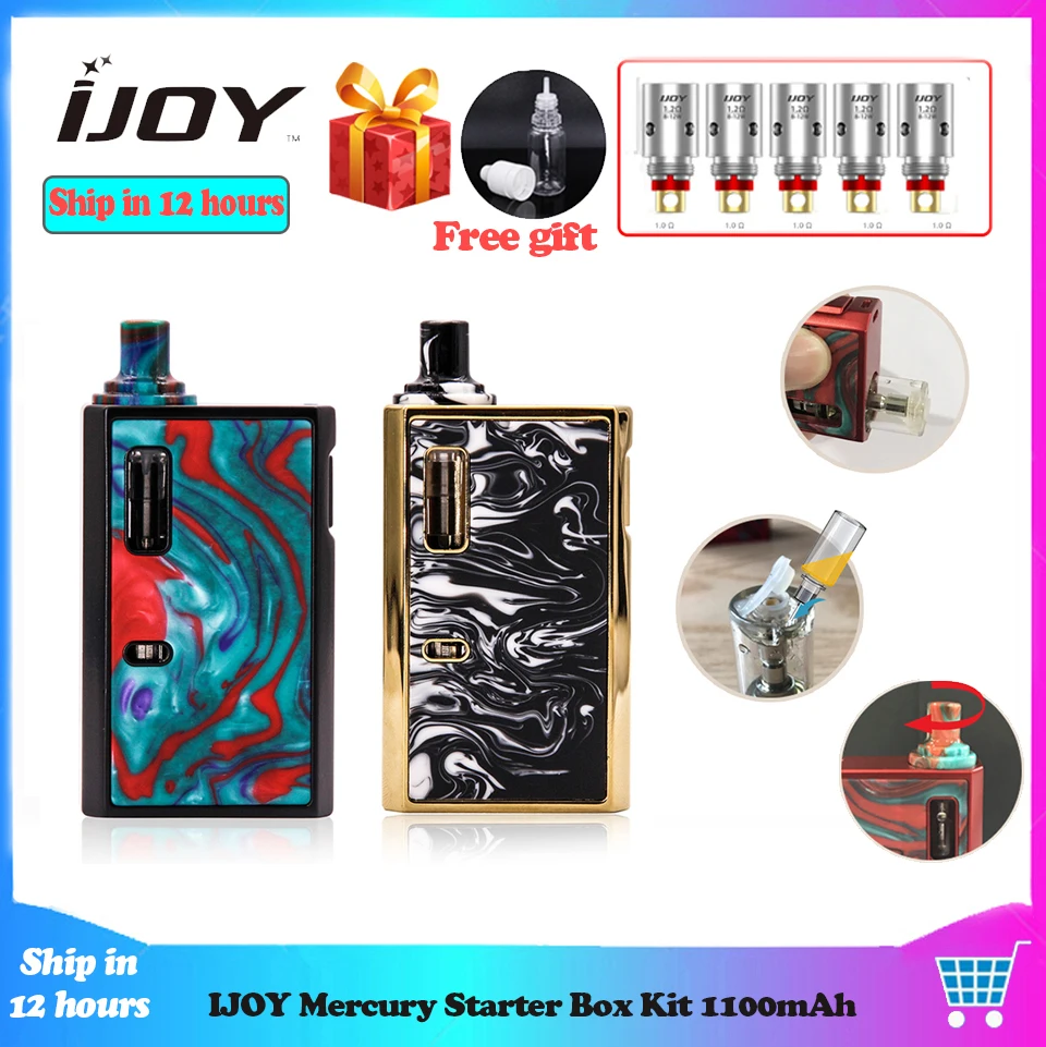 Оригинальный набор для вейпа IJOY Mercury Box 1100 мА/ч 12 Вт с баком 2 мл 1 0 Ом сетчатая