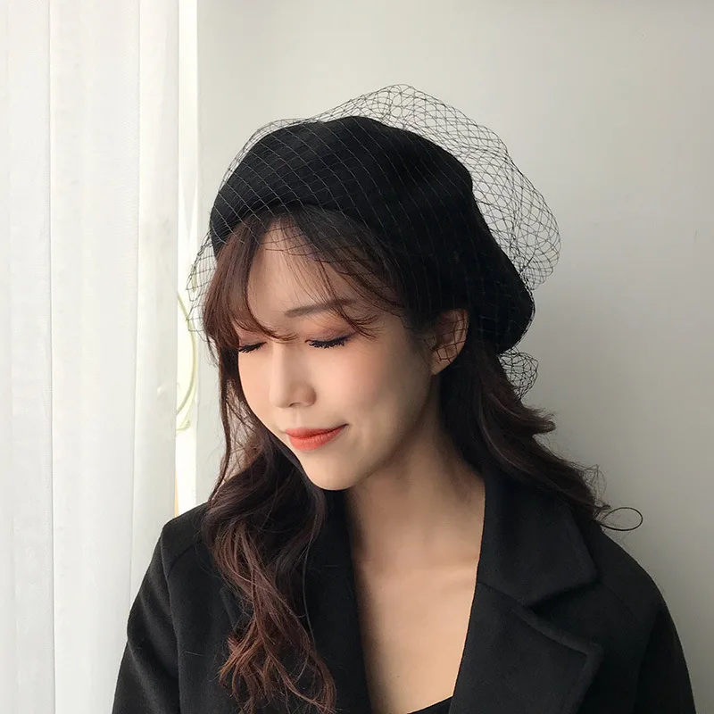 

2022 Female Wool Hat Bud Silk Gauze Beret British Painter Cap Japanese Buds Cap Tide Restoring Ancient Ways Luxury Cashmere Hat