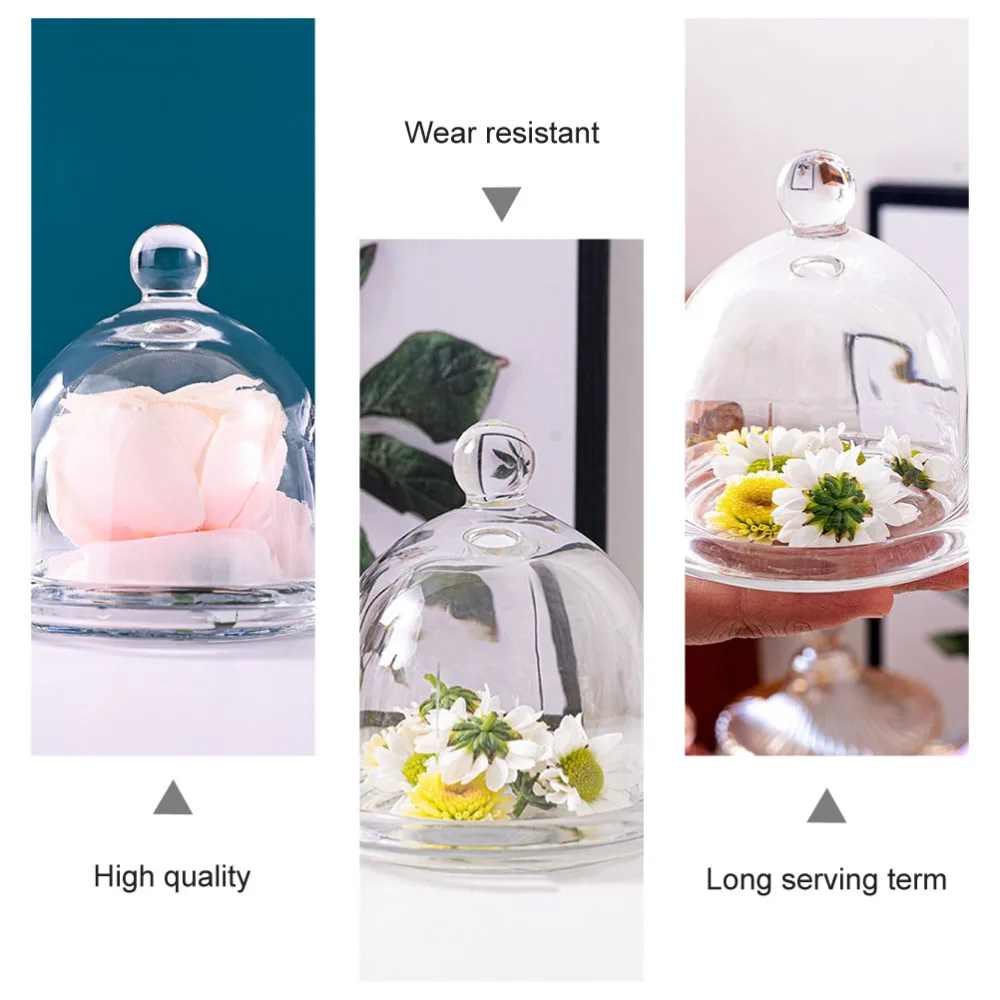 

2Sets Glass Cake Cover Practical Snack Tray Cover Dessert Dome Food Display Tool