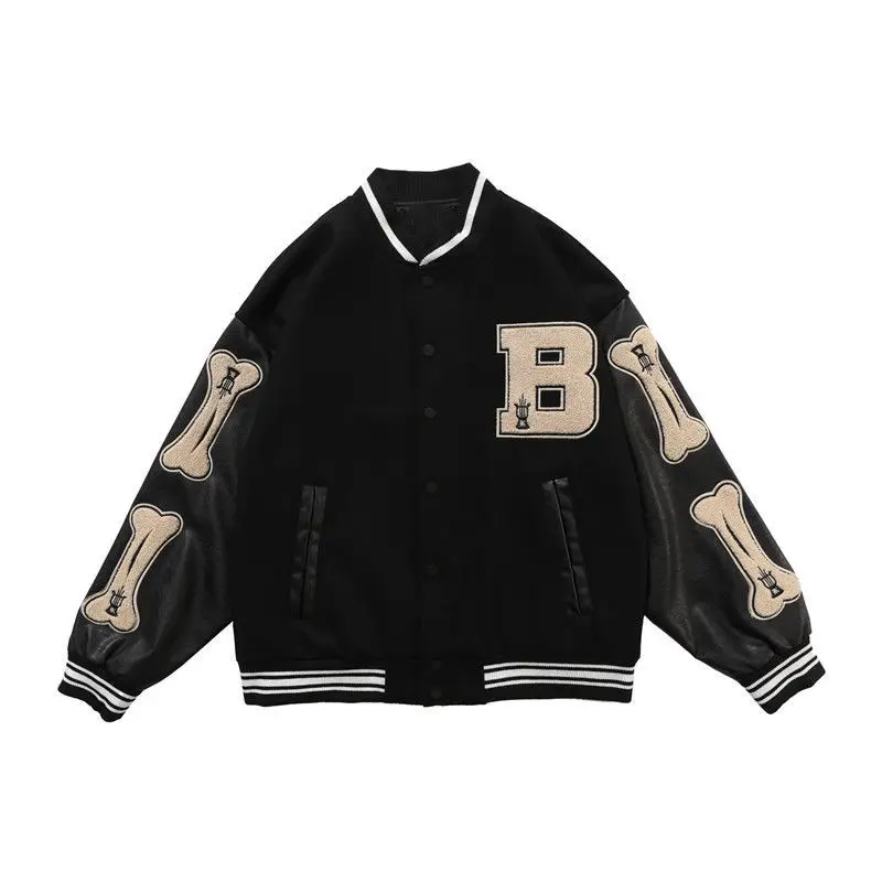 

Fashion color matching jacket men's women's unisex baseball jacket Harajuku style street bomber jacket hip-hop couple jacket
