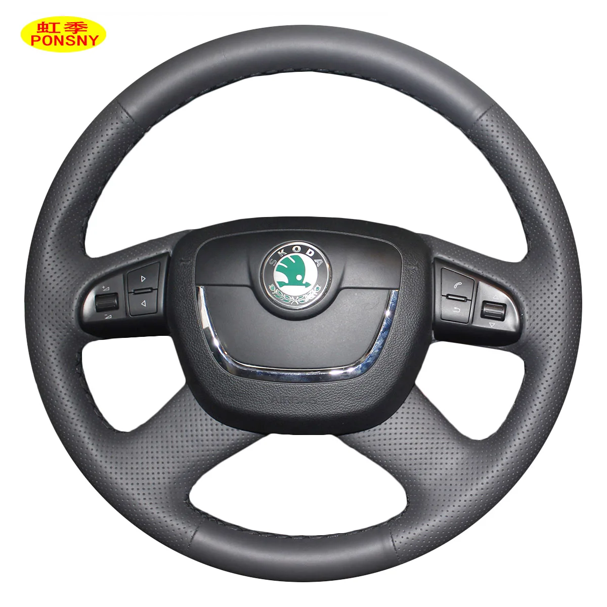 

PONSNY чехлы на руль автомобиля чехол для SKODA Octavia Superb 2010-2012 прошитый вручную чехол из искусственной кожи