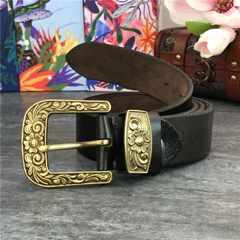 Мужской ремень из натуральной кожи с резьбой в стиле ретро|Мужские ремни| |