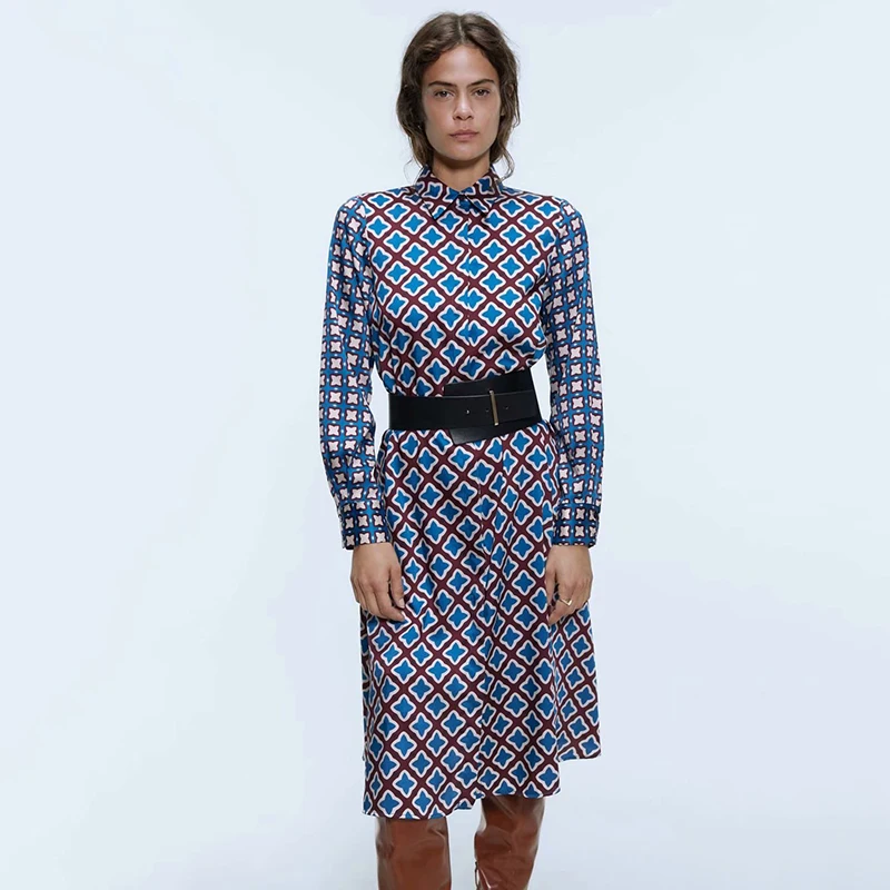 Женское платье с длинным рукавом ZA Элегантное повседневное свободного покроя