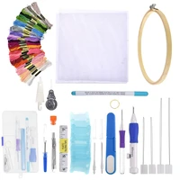 magic embroidery stitching punch needle pen set with 50pcs threads floss scissors needles sewing accessories kit for beginner