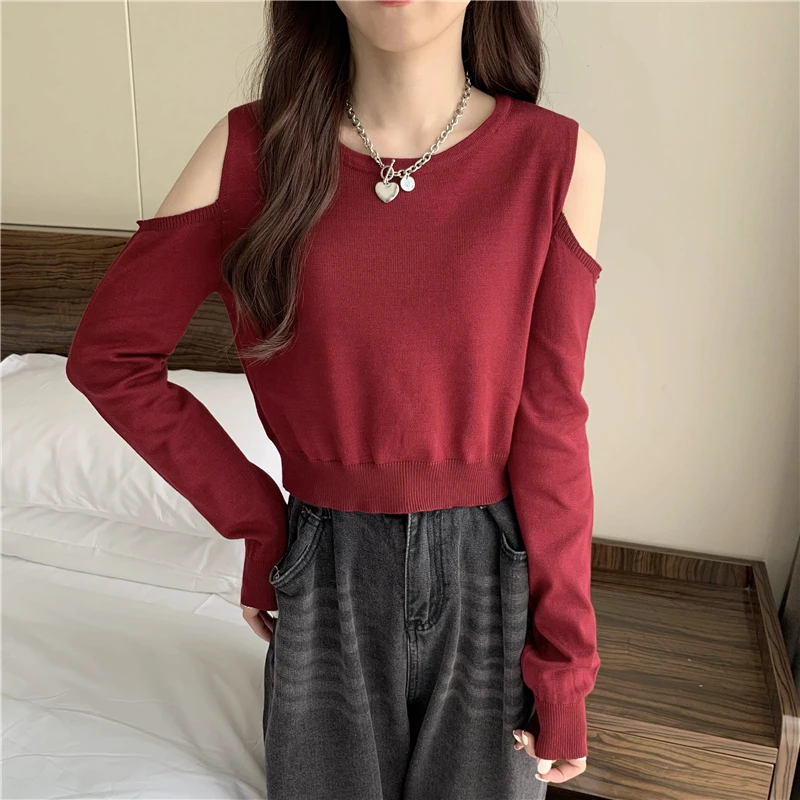 

Женская футболка с открытыми плечами, свободного покроя