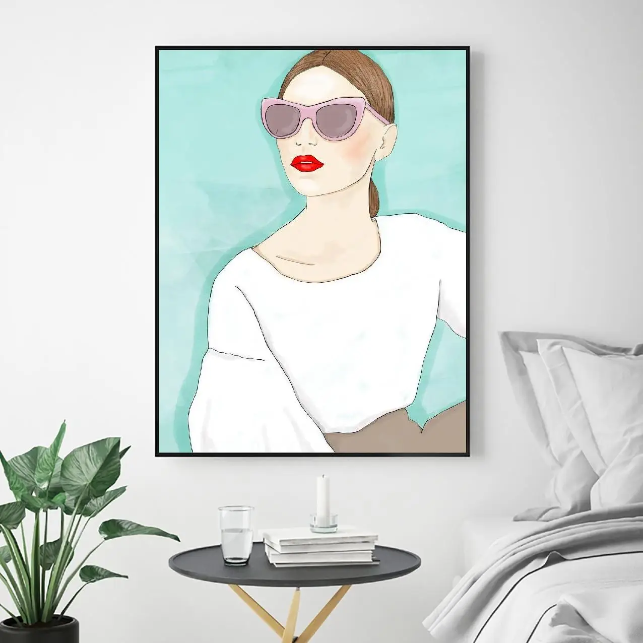 Sunglasses Abstract Canvas Wall Art Print Modern Poster Pictures Living Room Decor | Дом и сад