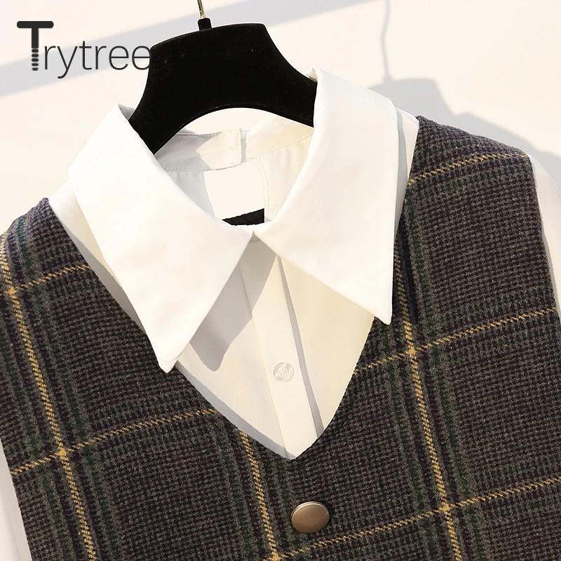 Осенне-зимний комплект из двух предметов Trytree повседневная однобортная блузка с