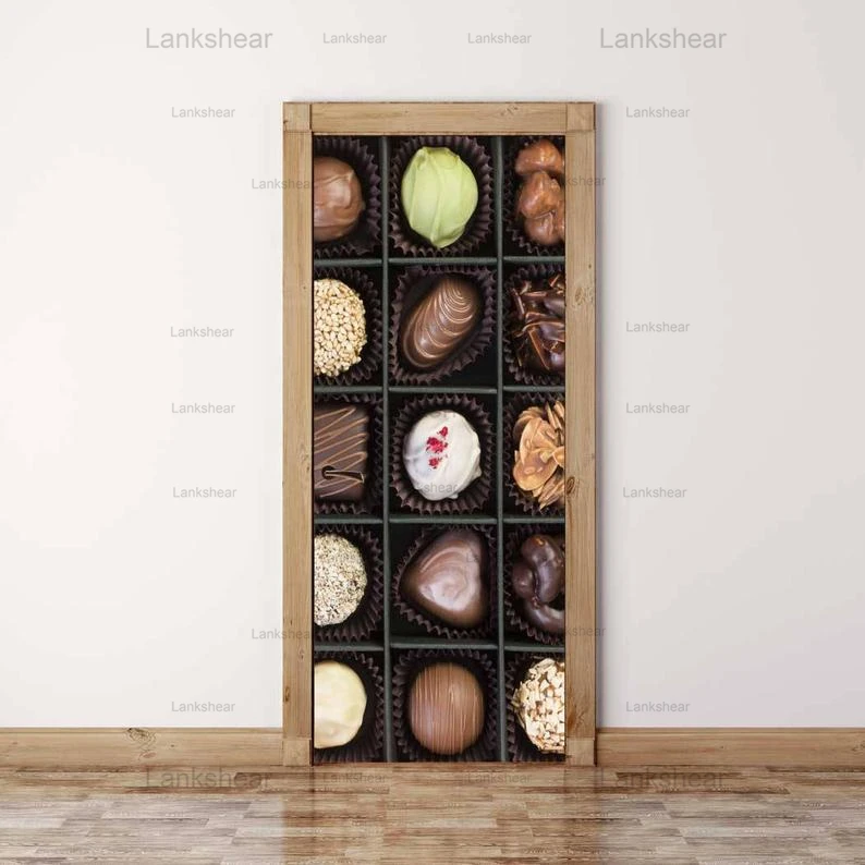 

Sweet Chocolate Door Sticker Mural Diy Waterproof Pvc Wallpaper Self Adhesive Modular Print Poster Home Dessert House Decoration