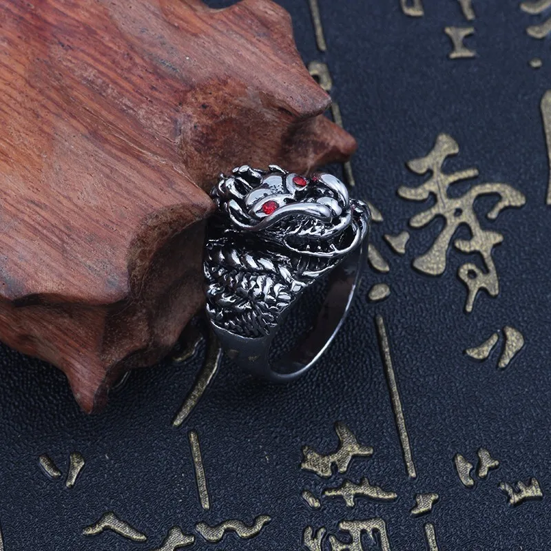 Мужское кольцо с китайским драконом в стиле панк готика древние легенды хип-хоп