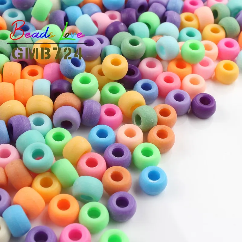 100 шт./лот 6*9 мм разноцветные Матовые акриловые бусины с большим отверстием