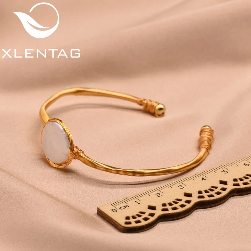 XlentAg натуральный пресноводный жемчуг барокко регулируемый браслет для женщин