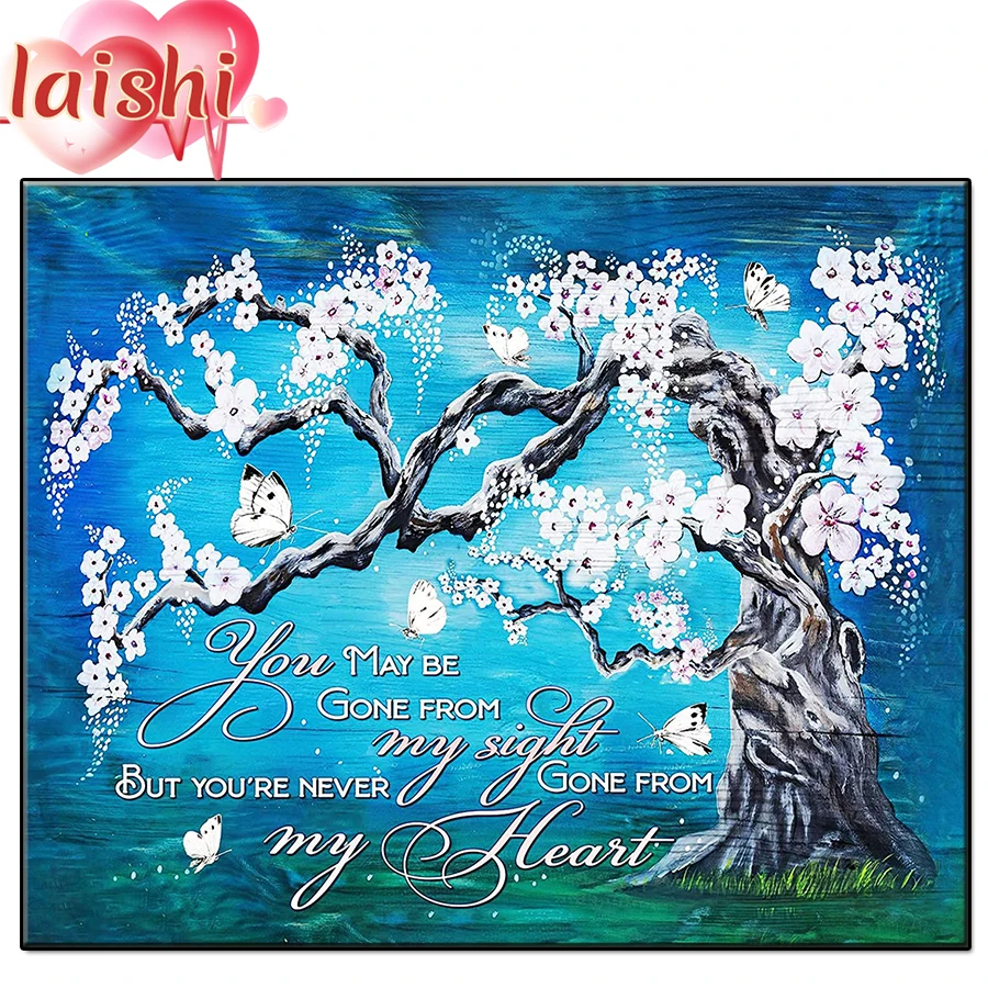 Алмазная 5D картина одно дерево с белым цветком груши полноформатная круглая