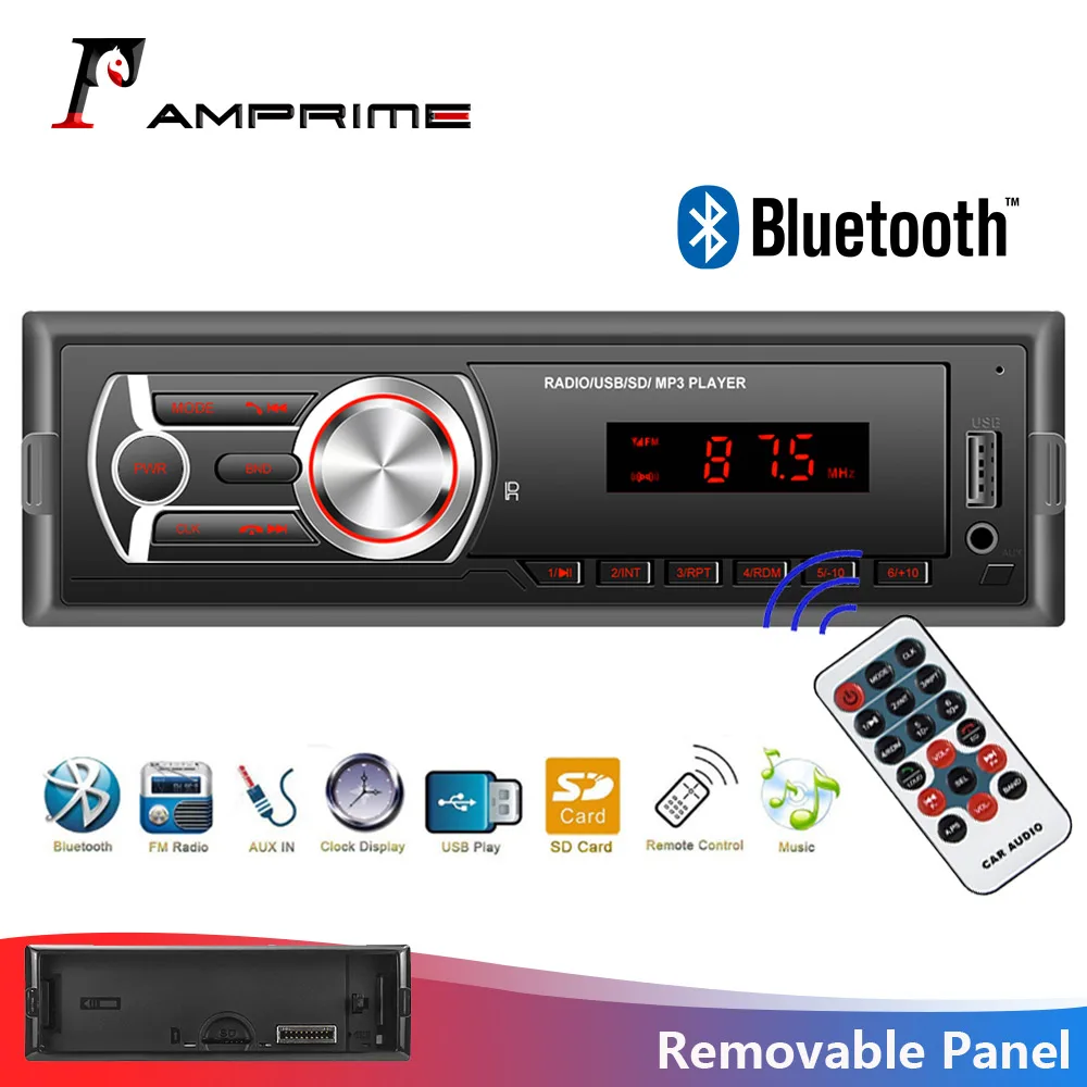 Автомагнитола AMPrime 1din автоаудио стерео Bluetooth авторадио FM/AUX/TF/USB с камерой заднего