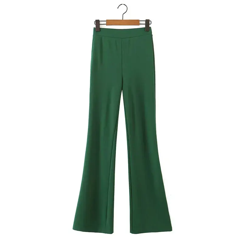 

Nlzgmsj Za Women 2022 Fashion Solid Casual Stretch Thin Flared Pants Vintage High Waist Slim Female Trousers Mujer 202111
