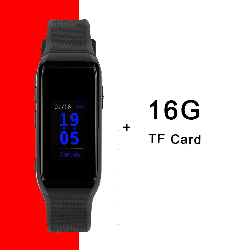 HD 1080P камера Диктофон Видео Аудио Звук Спорт трекер часы SmartBand браслет умный браслет - Цвет: 0GB