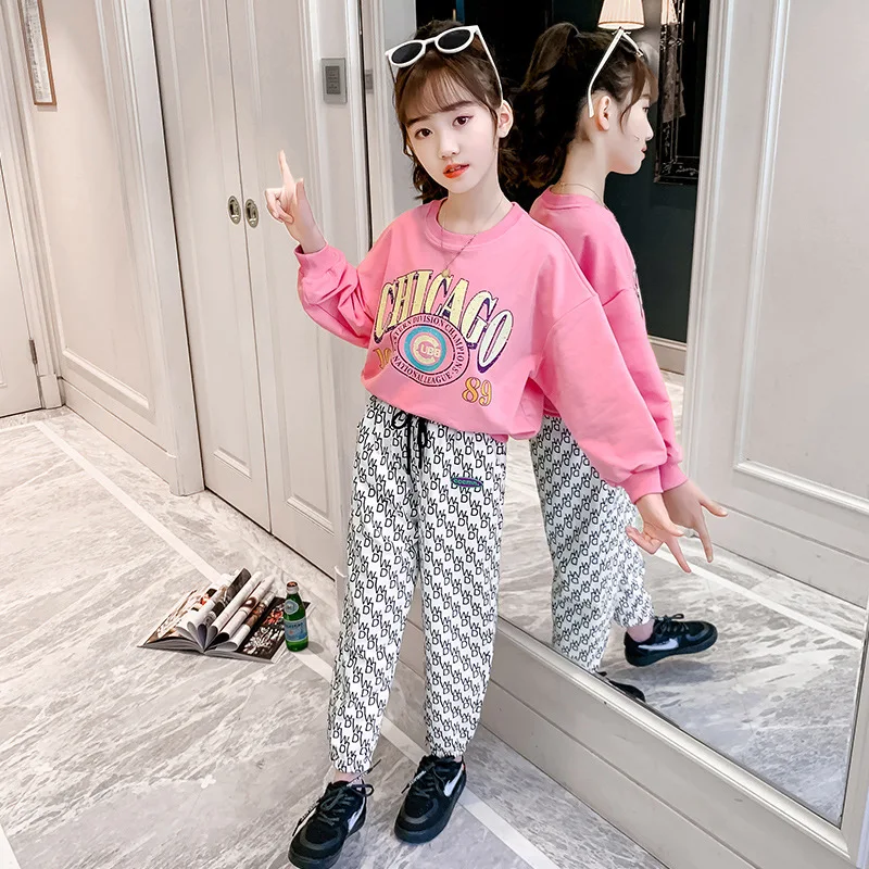 

New Zipper Spring Summer Children's Clothes Baby Girls Coat + Pants 2pcs/Set Kids Birthday Teenage Girl Clothing High Quality