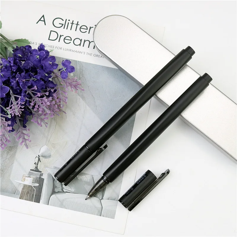 Черная металлическая ручка 0 5 мм с гладкими чернилами школьная гелевая со