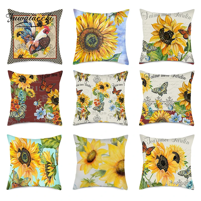Чехол для подушки Fuwatacchi с принтом подсолнухов чехол сельским пейзажем наволочки